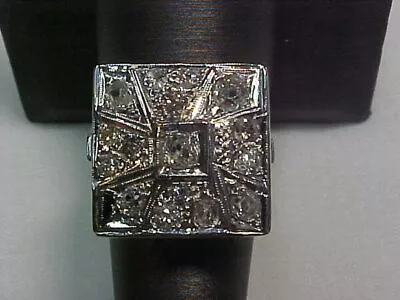 ANTIQUE RARE NATURAL 1.03CTW EUROPEAN MINE CUT DIAMOND RING 14K WHITE GOLD Sz8 • $1614.99