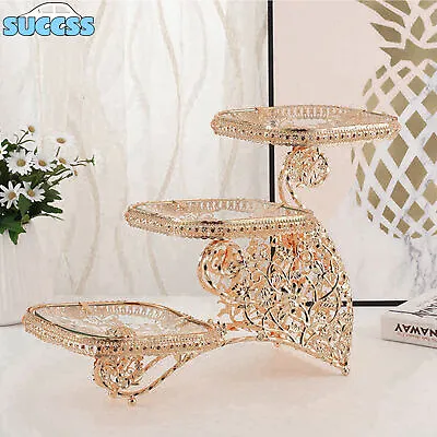 3-Tier Cupcake Stand Cake Dessert Wedding Event Party Display Plate Tower Golden • $33