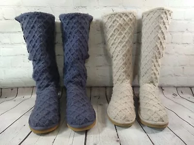 Lot Of 2 UGG AUSTRALIA / LATTICE CARDY Tall Boots - SIZE 8 / CREME & PURPLE • $42.99