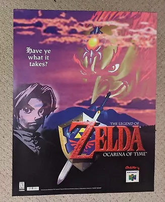 1998 Nintendo 64 N64 Zelda Ocarina Of Time Video Game 28  Store Display Poster  • $1200