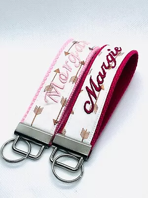 Monogrammed Key Fob/ Personalized/ Pink/ Arrows/ Rose Gold • $12