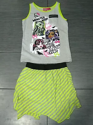 MONSTER HIGH Tank Top Skirt  WE R THE  IN  CROWD Set Girls Green  XL Size 14/16 • $24.99