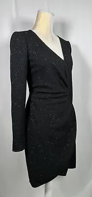 Morton Myles Warrens Dress 6 Wrap 80' Party Long Sleeve Black Vintage Retro New • $64.99