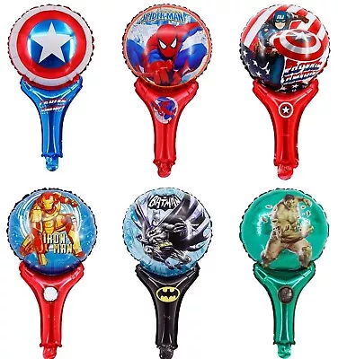 6pcs Marvel DC Super Hero Mix Handheld Foil Balloons Party Bag Comic No Stick • £3.99