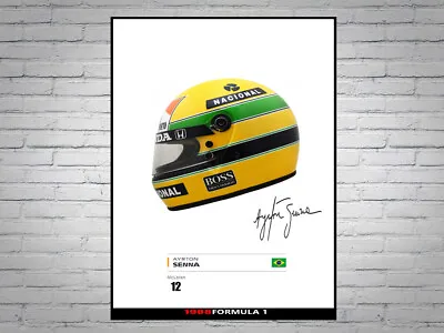 Ayrton Senna Mclaren F1 Formula 1 1988 Champion Helmet Signed Poster A4 • £6.99