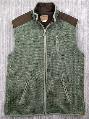 Laundromat Mens Green Wool Full Zip Sweater Vest Shoulder Pads Nepal Jacket XL • $55.96