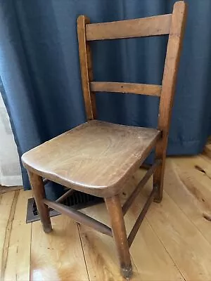 Vintage Rustic Child/Kid Solid Oak Wood School Playroom Desk Chair 25” Tall • $59.99