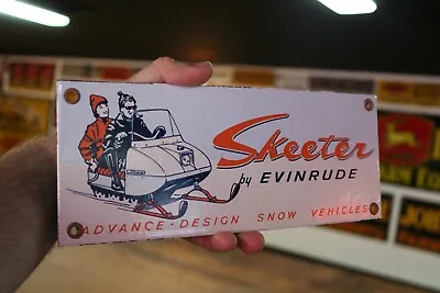 Evinrude Skeeter Snowmobile Dealer  Porcelain Metal Sign Oil Gas Marine Snow Gas • $85