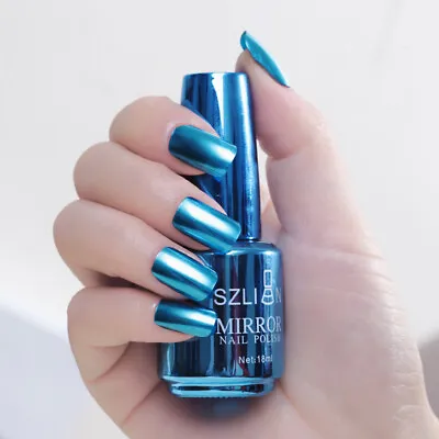 Metallic Nail Polish Magic Mirror Effect Chrome Nail Art Polish Varnish18ml Blue • $4.99