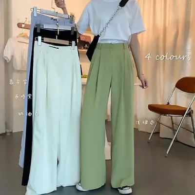 Loose Pants Fashion High Waist Wide-leg Pants Solid Casual Korean Trousers • $68.34