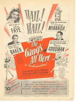 1943  Musical Comedy Alice Fay Phil Baker Carmen Miranda Goodman  17856 • $21.95