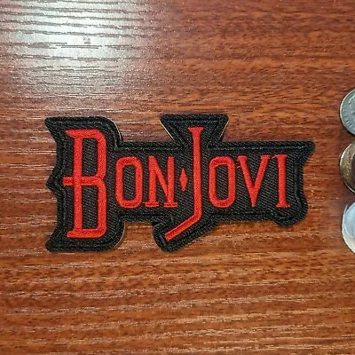 Bon Jovi Patch 80s Hard Glam Arena Rock Pop Music Embroidered Iron On 2x3.75 • $4.50