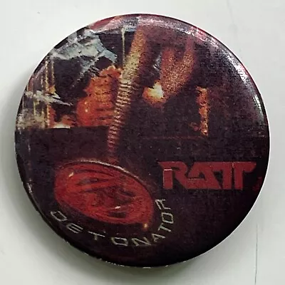 Vintage 1990 RATT Button Detonator Pinback Pin Badge Heavy Metal Band 1.5  • $6.95