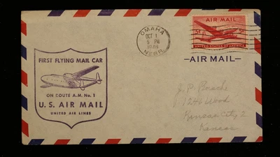 $0.01 • Buy Us Cover First Flying Mail Car Am 1 Omaha Nebraska Denver Colorado Air Mail