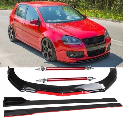 For VW Golf GTI MK5 Front Bumper Lip Spoiler Splitter + Side Skirts + Strut Rods • $159.69