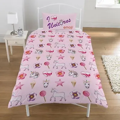 £9.99 • Buy Girls Single Bed Sheet Duvet Cover Pillowcase Childs Reversible Mermaid Unicorn