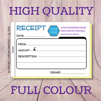 Personalised A6 Receipt Books / Duplicate / Ncr 50 Sets / Pad • £7.50