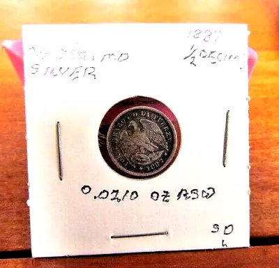 1887 Chile 1/2 Decimo Silver Km-137.3 • $8