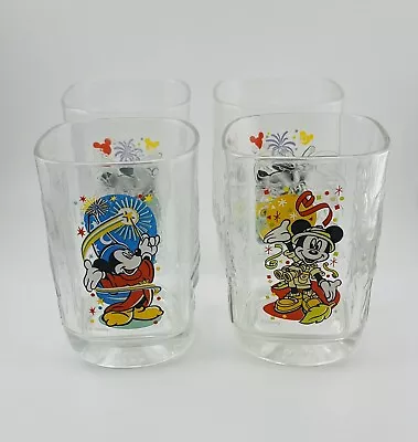 McDonald’s Walt Disney World 2000 Celebration Mickey Mouse Glass Cups Set Of 4 • $34.99