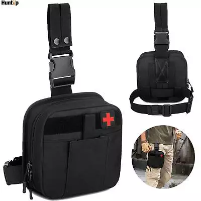 Men Tactical Drop Leg Bag Molle Thigh Hip Waist Bag Medical First Aid Kit Pouch • $18.99