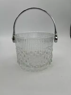 Vintage MCM Small Teleflora Crystal Ice Bucket Chrome Handle Made In France 1960 • $11.70