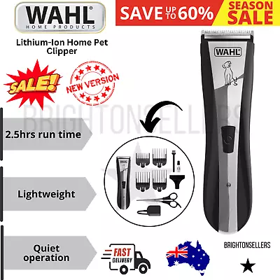 Wahl Lithium Ion Home Cordless Pet Clippers Rechargeable Dog Grooming Hair Kit • $141.93