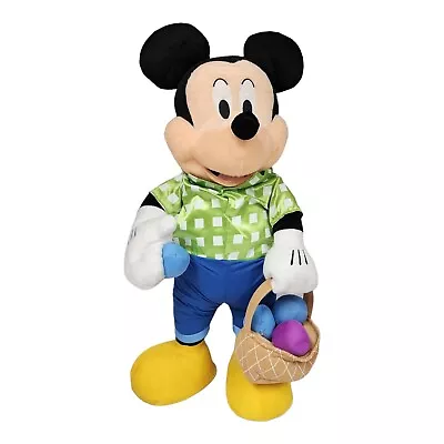 Disney Easter Mickey Mouse 25  Plush Standing Toy Doll Egg Basket Spring Decor • $20.61