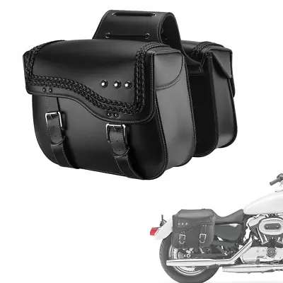 Pair Black Motorcycle Saddle Bags For Kawasaki Vulcan 750 800 900 1500 1600 2000 • $113.15