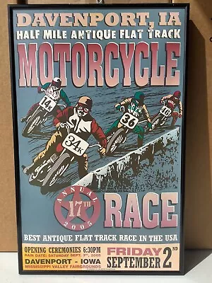 17th Annual Davenport IA Motorcycle Flat Track Race Poster #300 • $5