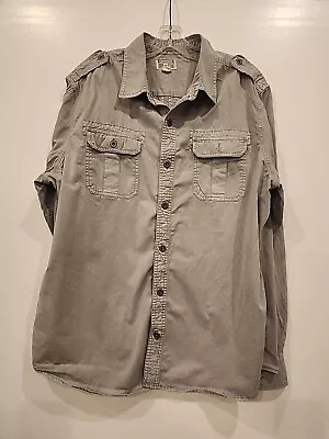 CONVERSE One Star Gray Shirt Men XL  Long Sleeve Button Down Skate Grunge BH • $14.49