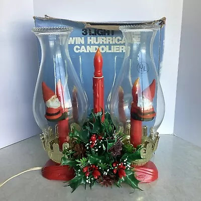 Vintage Electric Christmas TIMCO 3 Light Twin Hurricane Red Candolier W/Box • $39.95