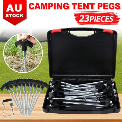 23Pcs Tent Pegs Heavy Duty Galvanised Steel Ground Camping Stakes Outdoor Nail • $27.45