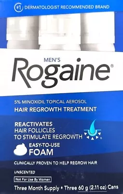 Men's ROGAINE 5% Minoxidil Unscented Foam Hair Regrowth Treatment - Pack Of 3... • $41.99