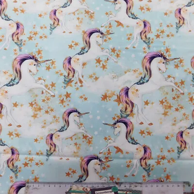 Quilting Patchwork Fabric RAINBOW UNICORNS ALLOVER 50x55cm FQ New • $9.50