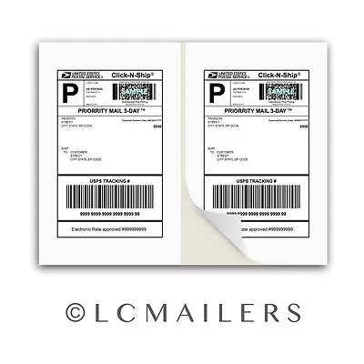 300 Shipping Labels 8.5x5.5 Square Corner Self Adhesive 2 Per Sheet PACKZON® • $20.99