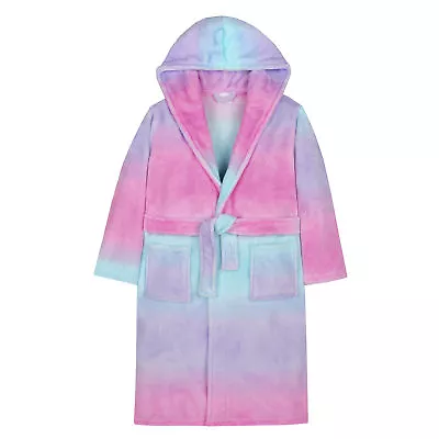 Kidz Girls Gradient Rainbow Hooded Dressing Gown • £14.99