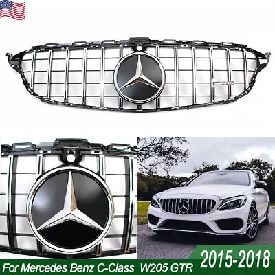 GTR Style Grille For 2015-2018 Mercedes Benz W205 C-CLASS C300 C350 W/3D Emblem  • $82.73