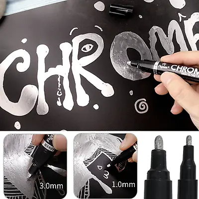 Metallic Liquid Chrome Mirror Finish Markers / Art Paint Pen Silver Or Gold • £5.99