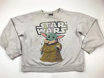 Star Wars Sweater Women Size Extra Large XL White Pullover Baby Yoda Long Sleeve • $15.02