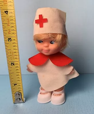 Vintage 1960s Hong Kong Nurse Red Cross 4” Doll Dimestore PeeWee Clone • $6