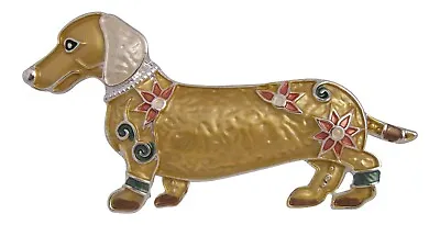 £9.99 • Buy Beautiful Enamel Dachshund Sausage Dog Magnetic Brooch Enamelling