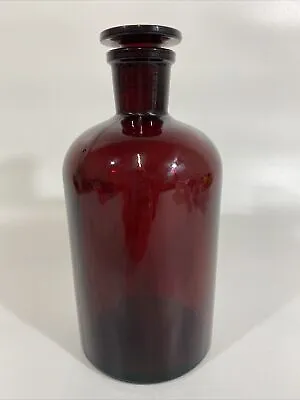 Vintage Pyrex Kimax Chemistry Medicine Stopper Jar Bottle Ruby Red RARE #29 9” • $119.20