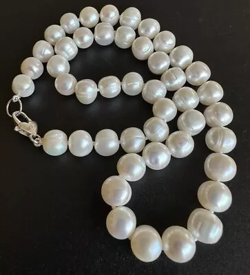 Natural  Pearl Necklace Large Pearls 10mm Knotted 17.5  NEW! Vintage NEW • $103.99