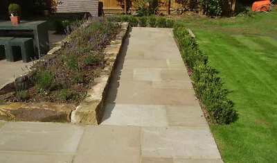 Raj Green Natural Indian Sandstone 22mm Calibrated Paving Slabs Pack • £0.99