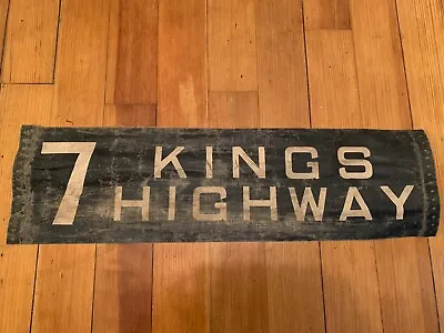 Ny Nyc Bus Trolley Roll Sign Primitive Vintage Old Art Kings Highway Brooklyn • $149.95