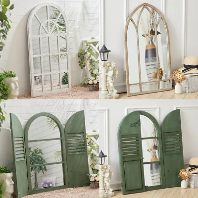 £49.95 • Buy Window Garden Shutter Mirror Wooden Frame Hanging Wall Mounted Indoor/Outdoor