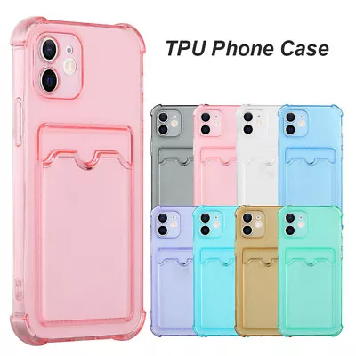 $7.34 • Buy Clear Case For IPhone 14 13 12 Pro Max X Wallet Card Holder Shockproof TPU Cover