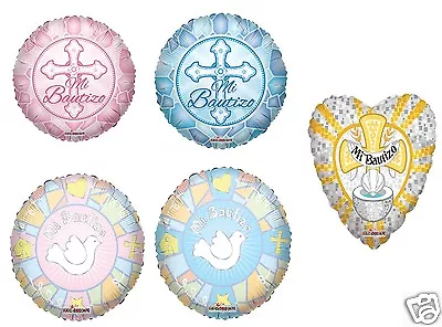 Baptism Spanish Balloons Mi Bautizo 18  Mylar Assorted Styles 3 Balloons Each  • $5.89