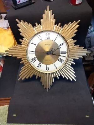 Vintage Splendex  Starburst  Quartz Battery Wall Clock 70's-80's • £50