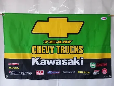 Vtg Motocross Enduro Flag Banner Sign Logo Chevy Truck Kawasaki Room Garage Shop • $35